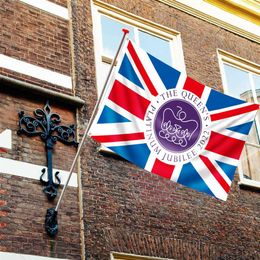 150cm X 90cm Platinum Jubilee Of Elizabeth II Flag Banner 70th Anniversary 2022 Union Jack Flag For Street Party Souvenir320S