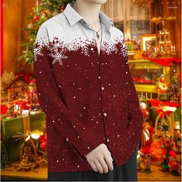 Men's Casual Shirts Shirt Pattern Printing Snowflake 3D Christmas Street Long Sleeve Button Up Clothing Fashion Design Soft