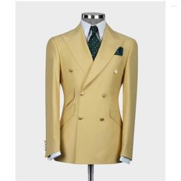 Men's Suits Formal 2pcs Jacket Pants Double Breasted Blazer Trouser Wedding Groom Male Clothing Tailored Costume Homme Outfit