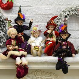 Christmas Decorations Sitting Elf Doll Party Holiday Gift Elf Doll With Hat Christmas Decoration Doll Bendable Navidad Home Decor 230920