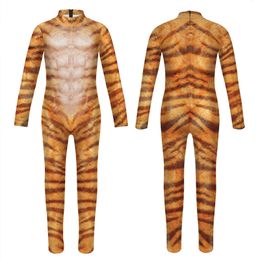 Catsuit Costumes Brown Zebra 3D Print Kids Cosplay Jumpsuit Boys Girls Halloween Carnival Party Costumes Children Bodysuit Outfit haikyuu cosplay