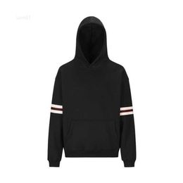 High Street Fashion Brand Black and White Ribbon Spliced Sleeve Loose Hooded Casual Sweater8pod