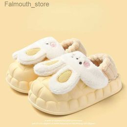 Slippers Cute Cartoon Rabbit Women Slippers Adult Couple Waterproof Slides Winter Warm Plush Detachable Liner Shoes Home Indoors Footwear Q230920