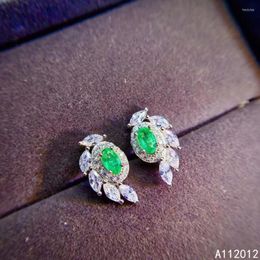 Stud Earrings KJJEAXCMY Fine Jewelry Natural Emerald 925 Sterling Silver Elegant Girl Gemstone Ear Studs Support Test With Box