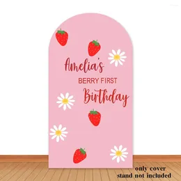 Party Decoration Strawberry Birthday Arch Cover Po Backdrop Berry First Pink Double-Sided Fabric Pography Background Studio