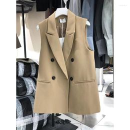 Women's Vests Spring Autumn Blazer Vest 2023 Women Fashion Loose Sleeveless Female Jacket Casual Double-breasted Waistcoat