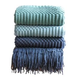 Blankets Inya Home Throw Blanket for Couch Sofa Bed Decorative Knitted Blanket with Tassels Soft Lightweight Cosy Textured Blankets 230920