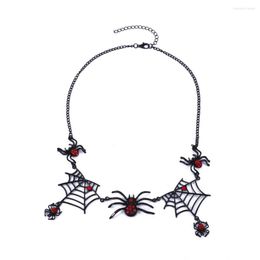 Pendant Necklaces Vintage Black Spider Web Necklace For Women Adjustable Rhinestone Crystal Geometric Jewellery Accessories Gift