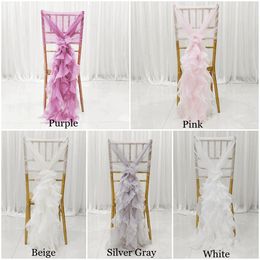 Ruffle Chare Sash Wedding Chare Band Guaze for Chiavari椅子の装飾