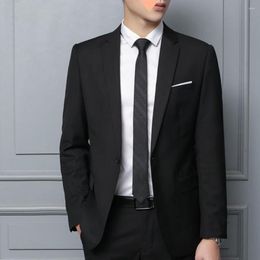 Men's Suits 2Pcs/Set Fashion Men Suit Solid Colour Warm Breathable Slim Fit Lapel Blazer Straight Pants Set