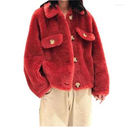 Women's Fur S-6XL Autumn And Winter Clothing Plus Size Sheep Shearing Granular Jacket Women Short Loose Wool Overcoat Faux Coat