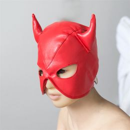 Costume Accessories Fashion Sexy Ox horn Head Mask Fetish PU Leather Masquerade Cosplay Adult Party Headgear Couples Games Hood Mask