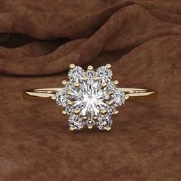 Band Rings Wedding Rings Creative Diamond Snowflake Ring Rose Gold 925 Silver Party Chance Christmas Jewellery for Women 230712 x0920