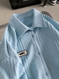 Men's Sweaters High-end Waffle Lapel Shirt Cardigan Men Women 2024 Spring Autumn Long-sleeve Top Loose Trend Diamond Button-up Jacket