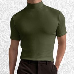 Men's T-Shirts Spring Summer Men's Short Sleeve Cotton Casual Men's T-shirt High Collar Shirt Male Breathable Shirts S-3XL 230920