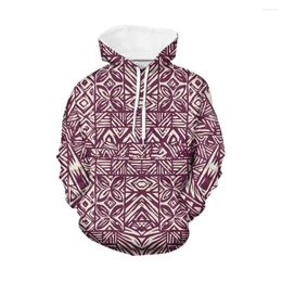 Women's Hoodies Custom Made Vintage Womens Hoodie Polynesian Traditional Tribal Style Print Long Sleeve Fall Girl Fashion Top