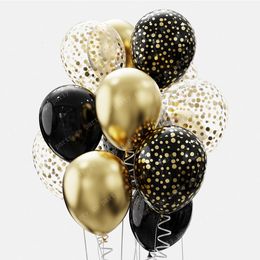 Party Decoration 12pcs 12inch Black Gold Latex Balloons Graduation Helium Globos Adult Kids Birthday Decorations Baby Shower Home Supplies 230920