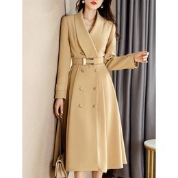 Women's Trench Coats 2023 Spring and Autumn Style Temperament Windbreaker Mid length Coat Fashion Design High Grade 230920