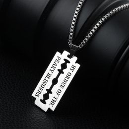 Pendant Necklaces Punk Hip Hop Stainless Steel Neck Chains For Men Women Razor Blade Necklace Rock Collares Male Streetwear Cool J281B