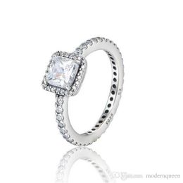 TIMELESS ELEGANCE Band silver rings cubic zirconia S925 Sterling fits for style bracelet and charms jewellery218S