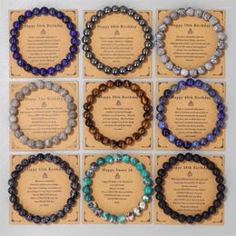 Strand Fashion Farewell Birthday Card Bracelets For Men Women Tiger Eye Hematite Natural Stone Beads Bracelet Wishes Jewellery