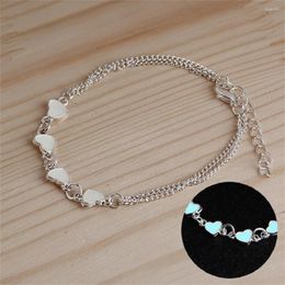 Charm Bracelets Trendy Fluorescent Heart Bracelet For Women Girls Fashion Glow In The Dark Luminous Gifts Friend Girl 2023