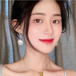 Dangle Earrings Korean Temperament Opal Sun Flower Female Niche Design Sense Is Thin Crystal Sunflower Net Red