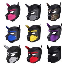 10 Colours New Puppy Sexy Cosplay Costumes Party Pu Leather Rubber Unisex Mask Funny Full Head Hood Masks for Dog Roleplay