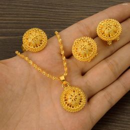 Necklace Earrings Set Ethiopian Traditional Gold Plated Cute Ring Gifts Baby/Girls Jewellery