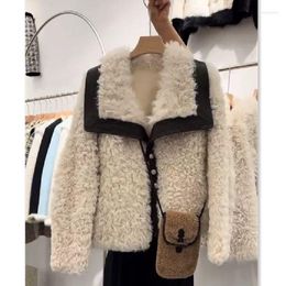 Women's Fur Winter Faux Jackets For Women Furry Warm Splicing Coat Jacket Long Sleeve Coats Casual Turn Down Collar C60