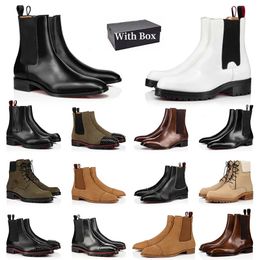 Rot mit Stiefeln, Box-Bottoms, Designer-Herrenmode, Lackleder, Schwarz, Beige, Plateau-Sneaker, flach über dem Knie, Martin-Stiefel, Herren, Büro