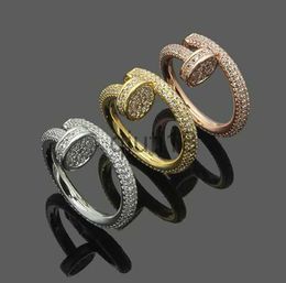 Band Rings Nail ring classic Jewellery mens women Titanium steel Gold-Plated Gold Silver Rose Never fade lovers couple rings gift x0920
