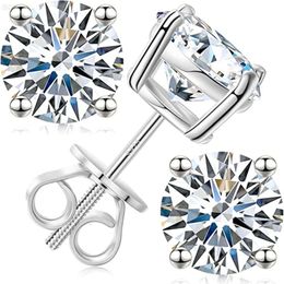 Luxury Silver Jewellery Classic Screw Back 18k Gold Plated 925 Sterling Vvs Moissanite Women Stud Earrings