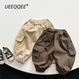 Trousers Cotton Pockets Solid 2023 Spring Autumn Children Cargo Pants Boys Casual Loose Toddler Wear Kids Clothing For 18Y 230920