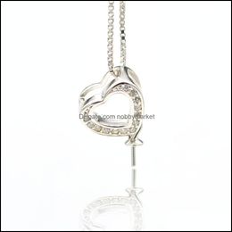 Jewellery Settings S925 Sterling Sier Pearl Pendants Setting Necklaces Pendant Supporting Mount Zircon Love Heart Necklace Drop Dhgarden Otixe