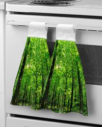 Towel Green Woods Branch Leaves Hanging Kitchen Hands Towels Quick Dry Microfiber Cleaning Cloth Soft