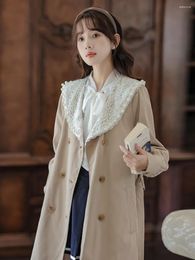 Women's Trench Coats British Style Solid Khaki Windbreaker Jacket Cute Mori Girl Lantern Sleeve Basic Coat Women Tops Roupas Femininas