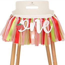 Other Event Party Supplies Berry Strawberry Theme High Chair Banner Sweet First Birthday Po Backdrop Decor Souvenir and Gifts for Kids 230919