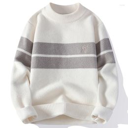 Men's Sweaters Pull Homme 2023 Fall Winter Simple Striped Cashmere Men Jumper Soft Warm Knitwear High End Casual Korean Clothing