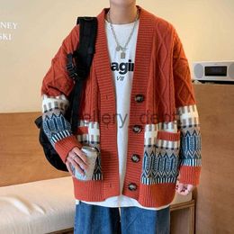 Men's Sweaters Autumn Knitted Sweater Men Causal Sweaters Coats Vintage Single Breasted Cardigans Mens Korean Oversized Loose Sweater Pullovers J230920