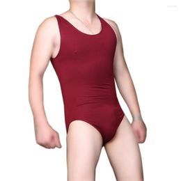 Men's Tank Tops Solid Color Charm Men High Elastic Cotton Lycra One-piece Classic Tight Vest Sexy Underwear Sleeveless Bodysuit