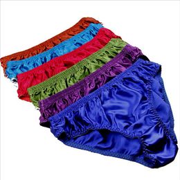 Whole-Mens Underwear 100% Mulberry Silk Brief Panties Charmeuse Silk Shorts Thong221H