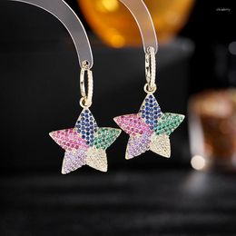 Dangle Earrings Pretty Star Style Cubic Zircionia Earring For Girls CZ Multicolor Dangler Jewellery Women Promt Accessories