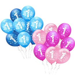 Party Decoration 10pcs Boy Girl First Birthday 1st Aniversary Balloon Blue Pink One Year Old for Decorations 230920