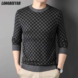 Men's Sweaters Top Grade New Fashion Brand Knit Pullover Crew Neck Trendy Mens Luxury Designer Jumper Korean Plaid Sweater Casual Men Clothing J0920