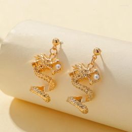 Stud Earrings 1 Pair Vintage Chinese Style Dragon For Female Trendy Punk Personality Animal Statement Jewellery Gift