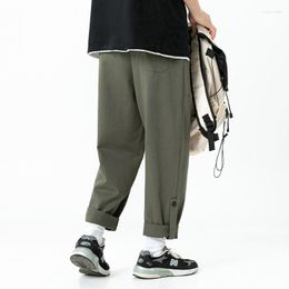 Men's Pants LuckBN Japanese Korean Spring Casual Loose Solid Colour Straight Tube Work Clothes Trousers