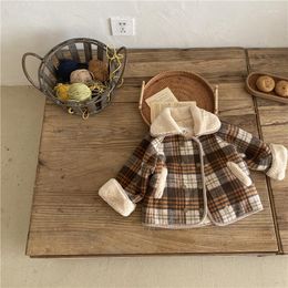 Jackets 2023 Wholesale Girls Boys Thicken Plaid Coat Winter Cotton Fashion Full Sleeve Kids Jacket 3-8 Years