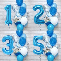 Party Decoration 12Pcs Foil Birthday Balloon Number 0 1 2 3 4 5 6 7 8 Globos Decorations Latex Confetti Baby Boy Supplies 230920