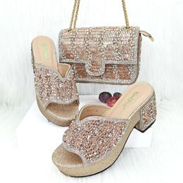 Dress Shoes Doershow African And Bag Matching Set With Peach Selling Women Italian For Party Wedding HGO1-13